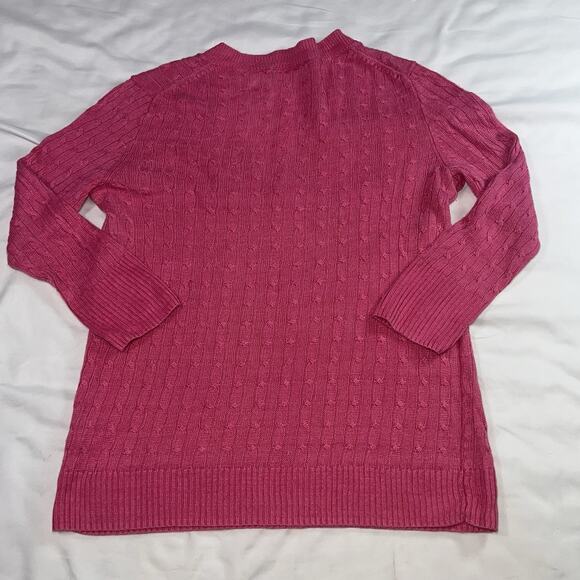 J.Crew Sweater Women’s Size M Pink Cable Knit Linen V Neck Pullover Long Sleeve - Picture 9 of 14